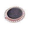 Rose Gold Blue Goldstone Oval Brooch
