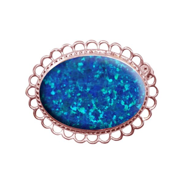 Rose Gold Opalite Cobalt Blue Oval Brooch