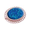 Rose Gold Opalite Cobalt Blue Oval Brooch