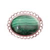 Rose Gold Malachite Oval Brooch
