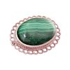 Rose Gold Malachite Oval Brooch