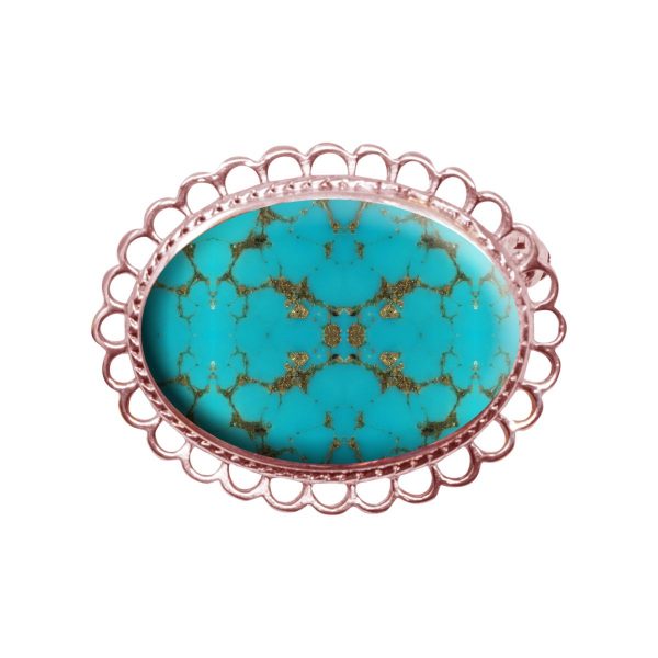Rose Gold Turquoise Oval Brooch