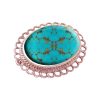 Rose Gold Turquoise Oval Brooch