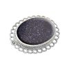 Silver Blue Goldstone Oval Brooch
