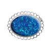 Silver Cobalt Blue Oval Brooch