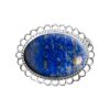 Silver Lapis Oval Brooch