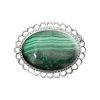 Silver Malachite Oval Brooch