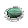 Silver Malachite Oval Brooch