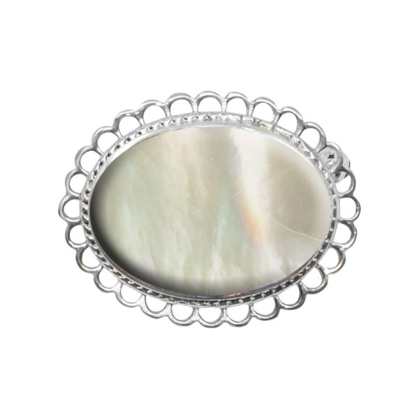 Silver Mother of Pearl Oval Brooch