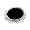 Silver Whitby Jet Oval Brooch