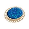 Yellow Gold Cobalt Blue Oval Brooch