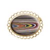 Yellow Gold Fordite Oval Brooch