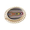 Yellow Gold Fordite Oval Brooch