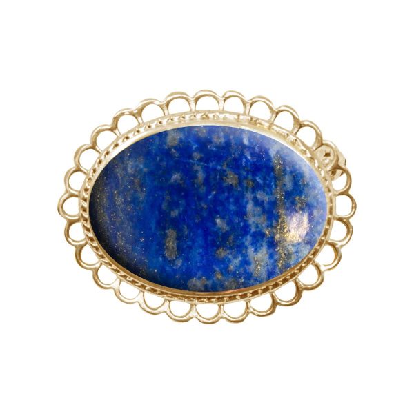 Yellow Gold Lapis Oval Brooch