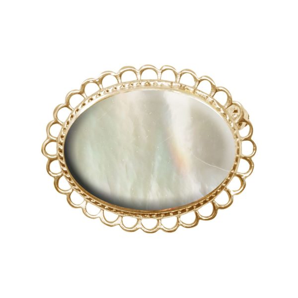 Yellow Gold Mother of Pearl Oval Brooch