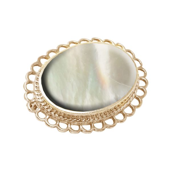 Yellow Gold Mother of Pearl Oval Brooch