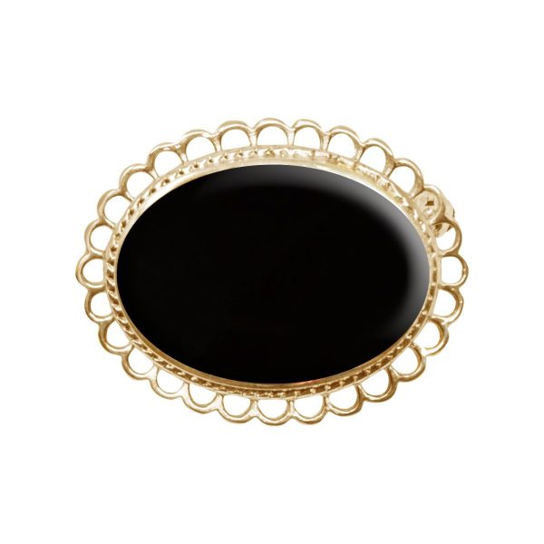Yellow Gold Whitby Jet Oval Brooch