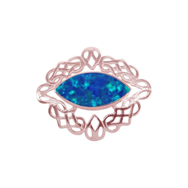 Rose Gold Opalite Cobalt Blue Celtic Brooch