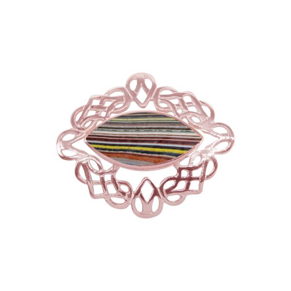 Rose Gold Fordite Celtic Brooch