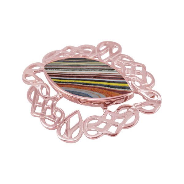 Rose Gold Fordite Celtic Brooch