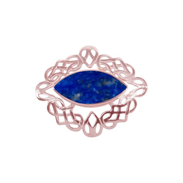 Rose Gold Lapis Celtic Brooch