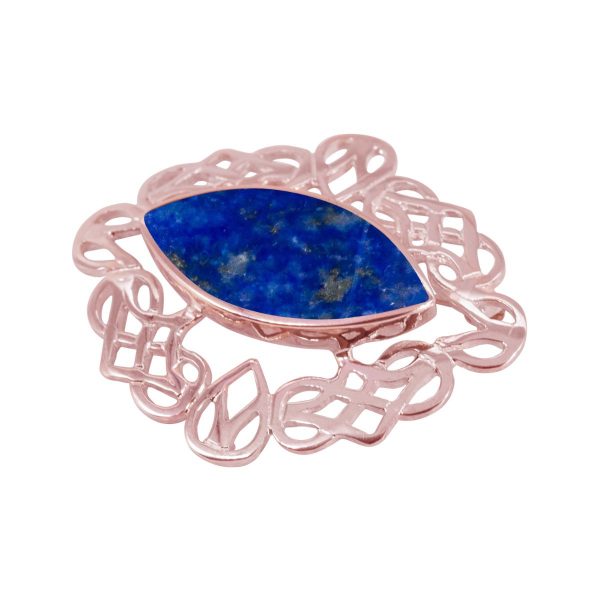 Rose Gold Lapis Celtic Brooch