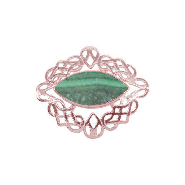 Rose Gold Malachite Celtic Brooch