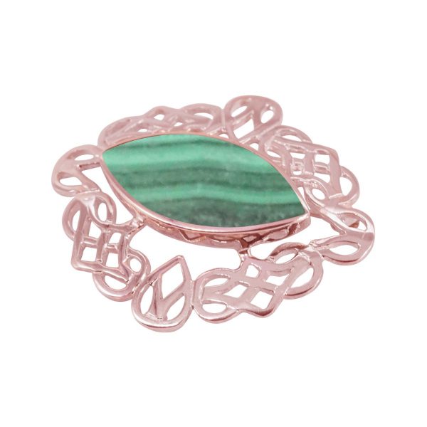 Rose Gold Malachite Celtic Brooch