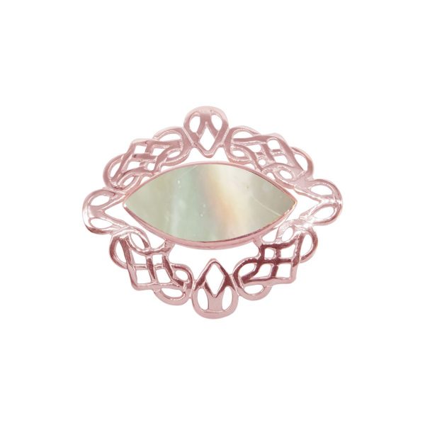 Rose Gold Mother of Pearl Celtic Brooch