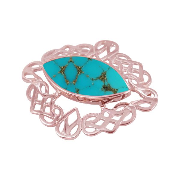 Rose Gold Turquoise Celtic Brooch