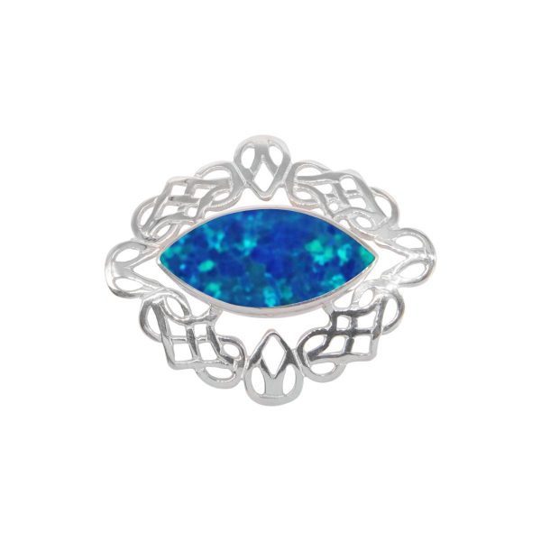 Silver Opalite Cobalt Blue Celtic Brooch