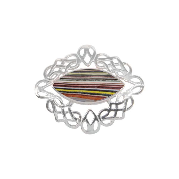 Silver Fordite Celtic Brooch