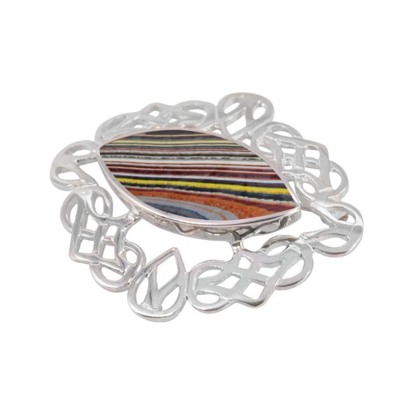 Silver Fordite Celtic Brooch