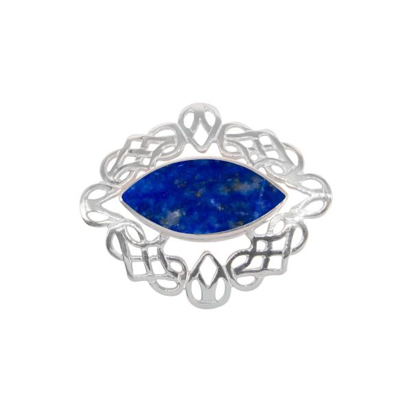 Silver Lapis Celtic Brooch