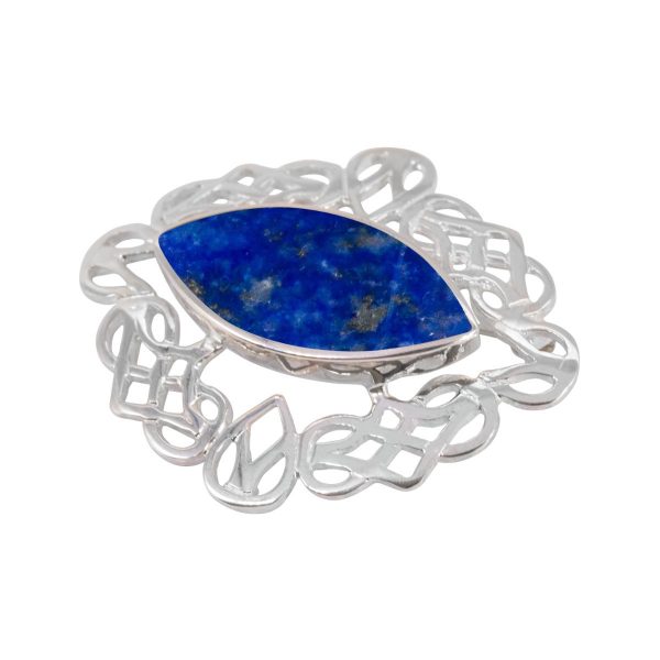 Silver Lapis Celtic Brooch