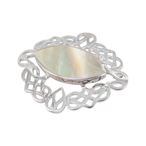 Silver Mother of Pearl Celtic Brooch