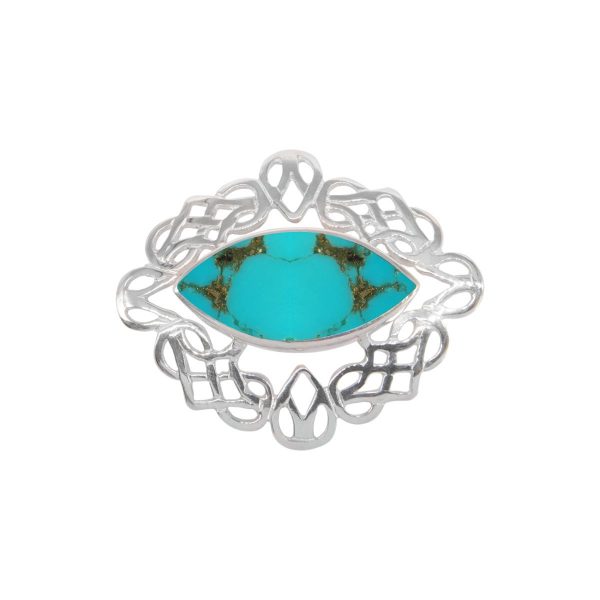 Silver Turquoise Celtic Brooch