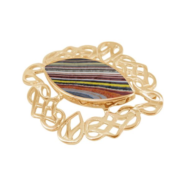 Yellow Gold Fordite Celtic Brooch