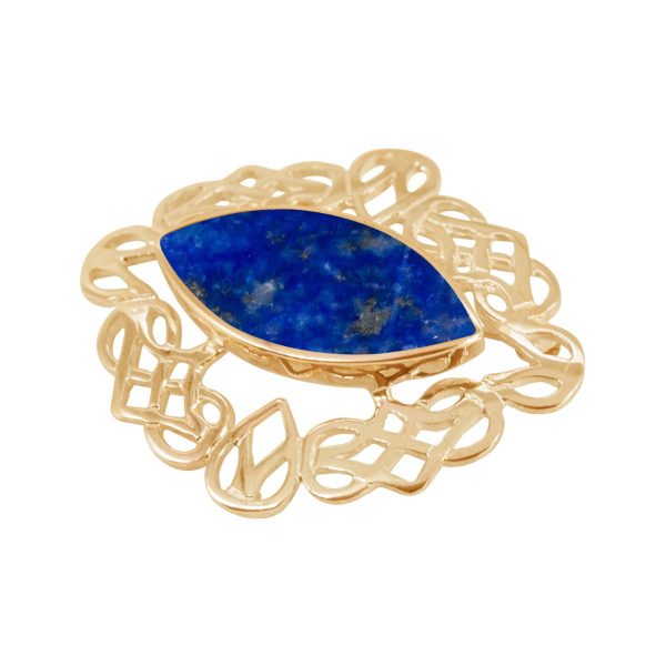 Yellow Gold Lapis Celtic Brooch