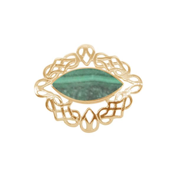 Yellow Gold Malachite Celtic Brooch