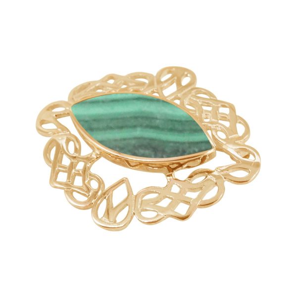 Yellow Gold Malachite Celtic Brooch