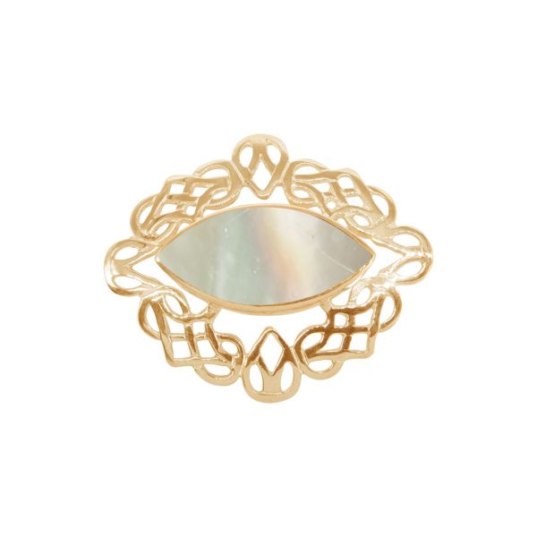 Yellow Gold Mother of Pearl Celtic Brooch