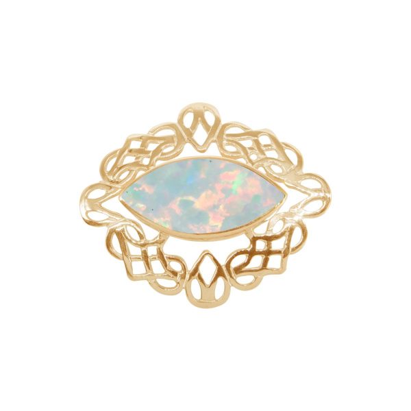 Yellow Gold Opalite Sun Ice Celtic Brooch