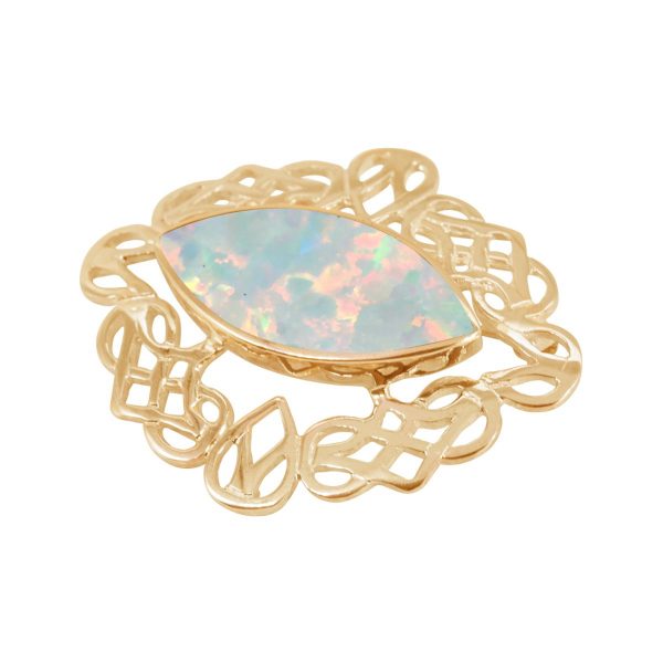 Yellow Gold Opalite Sun ice Celtic Brooch