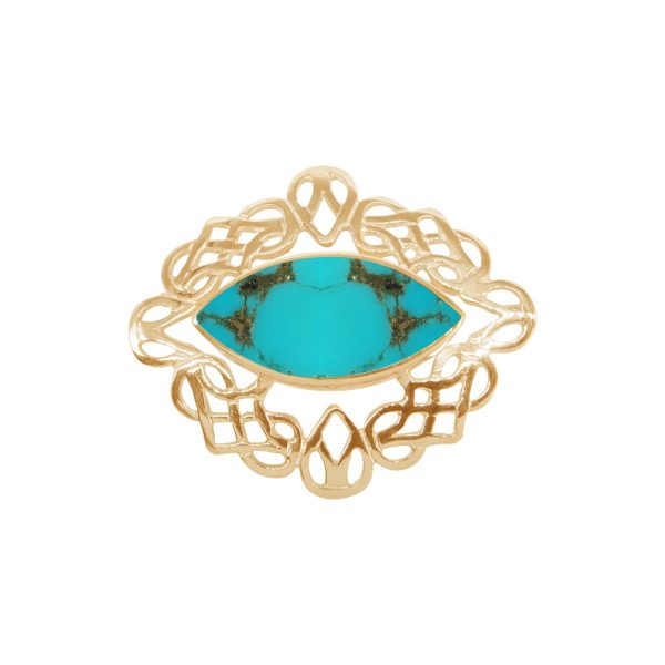 Yellow Gold Turquoise Celtic Brooch