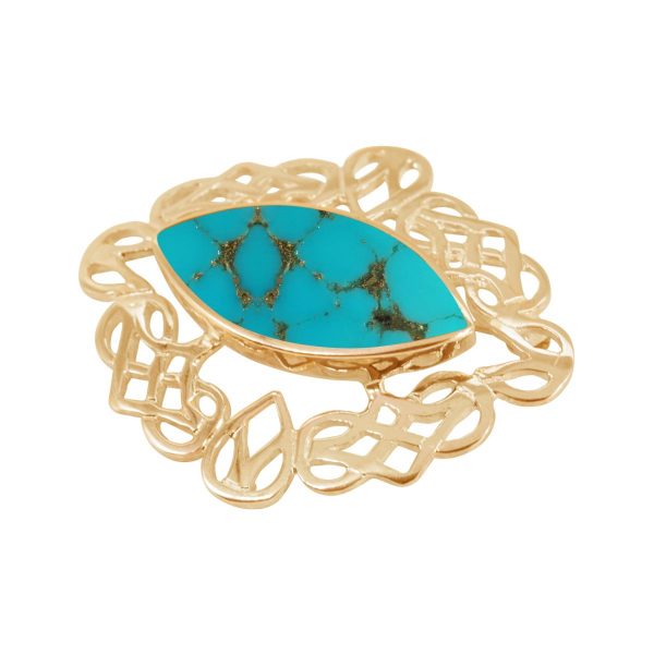 Yellow Gold Turquoise Celtic Brooch