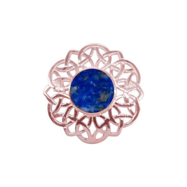 Rose Gold Lapis Round Celtic Brooch