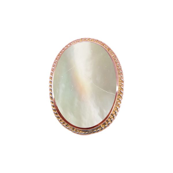 Rose Gold Mother of Pearl Oval Rope Edge Brooch