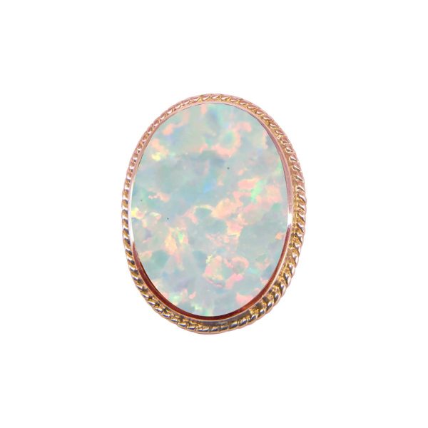 Rose Gold Opalite Sun Ice Oval Rope Edge Brooch