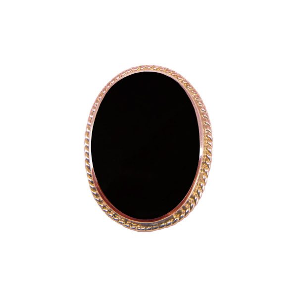 Rose Gold Whitby Jet Oval Rope Edge Brooch